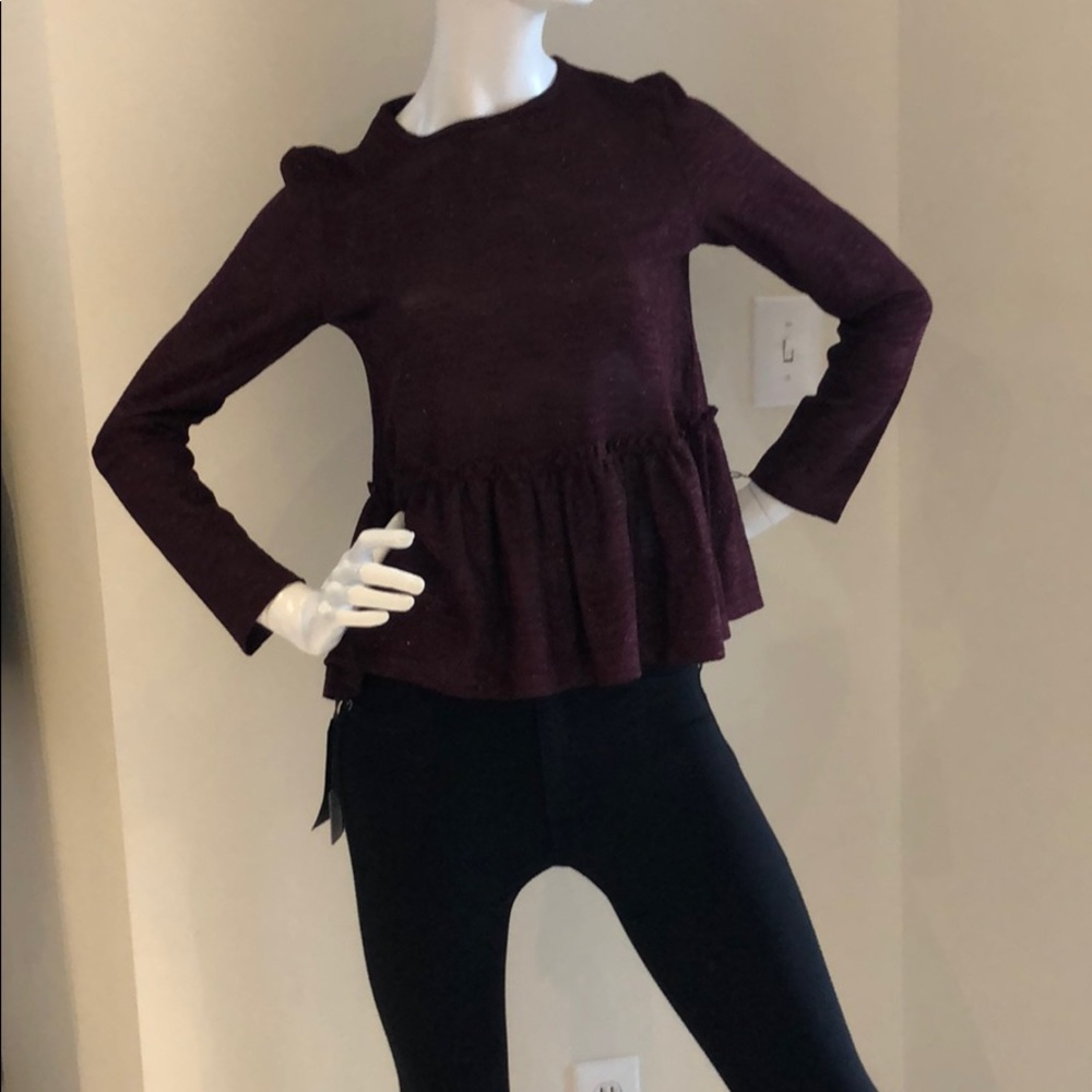 Missoni long sleeve metallic plum blouse